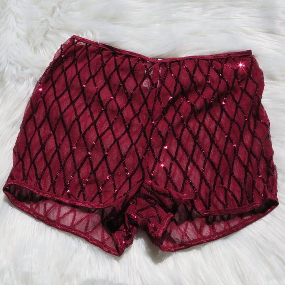KTOO Pants - Women's Sequin Design Shorts - Red